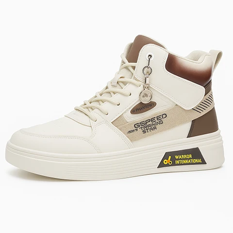 GSpeed Warrior High-Top Sneakers – Cream & Brown Streetwear for Men