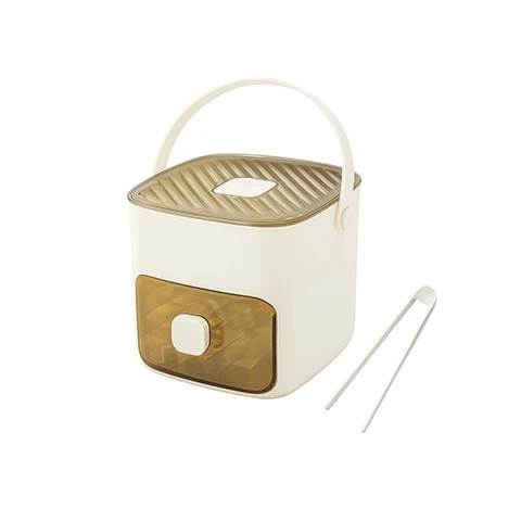 Portable Ice Cube Maker Box with Lid & Tong – Large Capacity Ice Storage