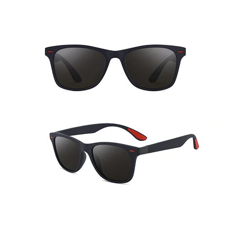 Unisex Polarized Sunglasses – Classic Black Frame with Red Accents