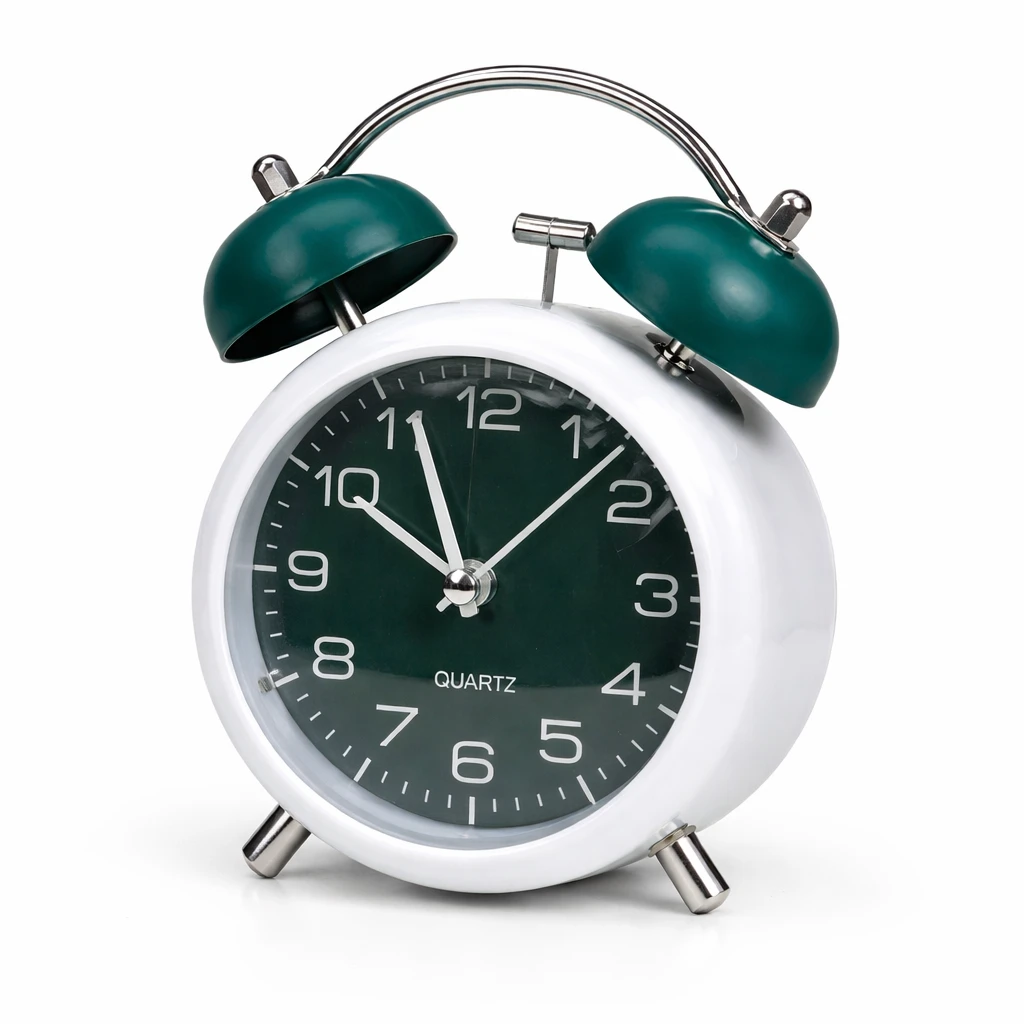 Classic Twin Bell Metal Alarm Clock – Silent Quart...