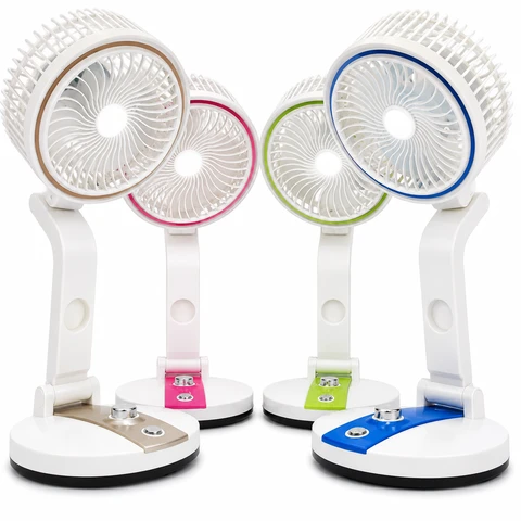 Folding Table Fan with LED Light – Portable Adjustable USB Desk Fan for Home, Office & Camping